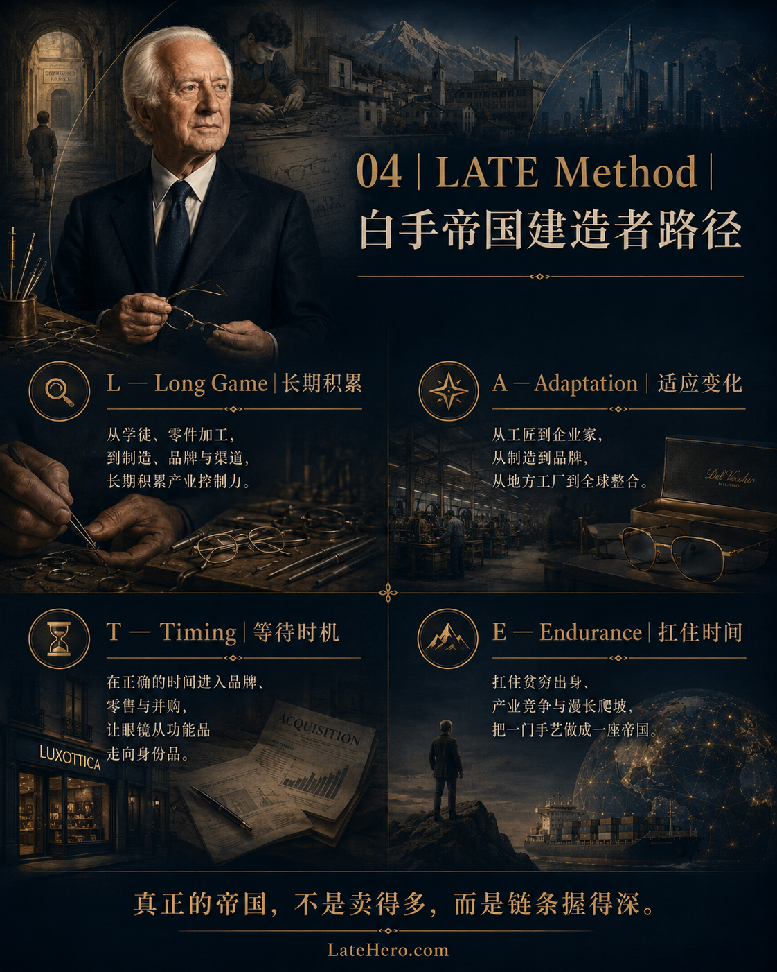 Leonardo Del Vecchio LATE Method 白手帝国建造者路径