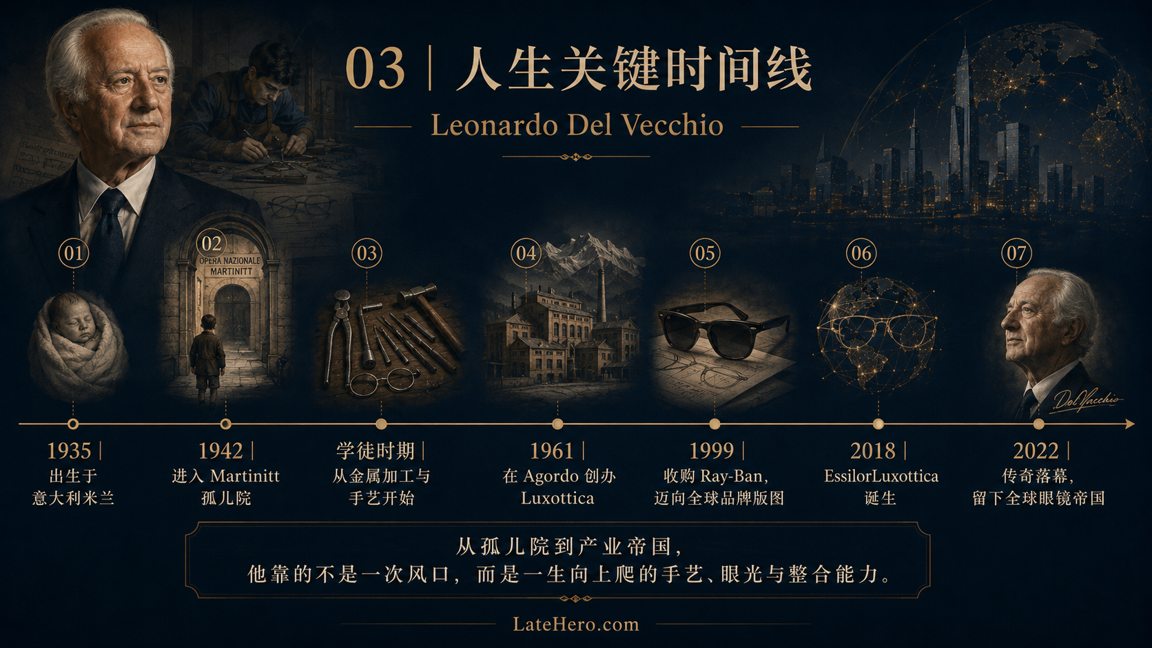Leonardo Del Vecchio 人生关键时间线