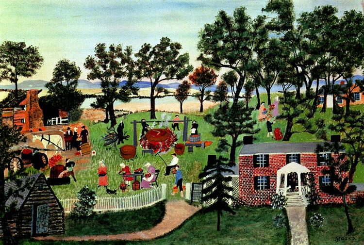 摩西奶奶作品 Apple Butter Making 1947