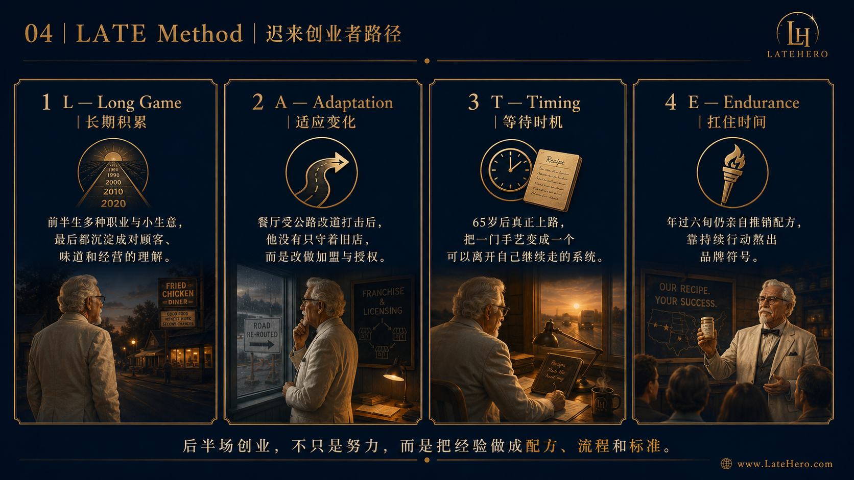桑德斯上校 LATE Method 迟来创业者路径